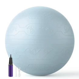 М’яч для фітнесу WCG Balance Pro 65 см Anti-Burst до 500 кг з насосом, фітбол для йоги та пілатесу, блакитний 