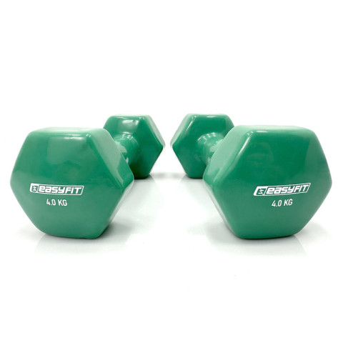 Гантель для фітнесу 4.0 кг EasyFit із вініловим покриттям зелена