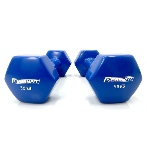 Гантель для фітнесу 5.0 кг EasyFit із вініловим покриттям синя