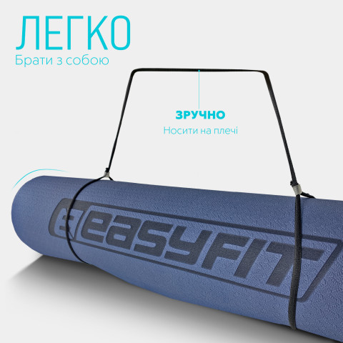 Килимок для йоги та фітнесу EasyFit TPE+TC 6мм двошаровий синій-блакитний