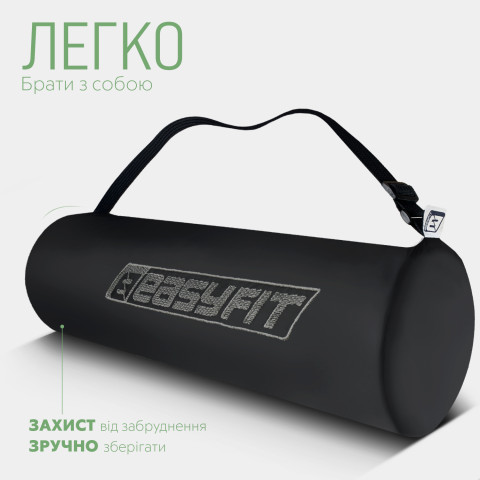 Килимок для йоги та фітнеса EasyFit TPE+TC 6мм двошаровий + Чохол зелений з сірим