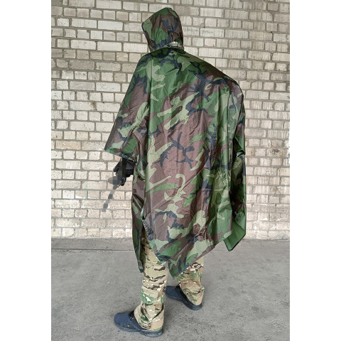Тактичний дощовик-пончо EasyFit RainC (військовий плащ ЗСУ) woodland