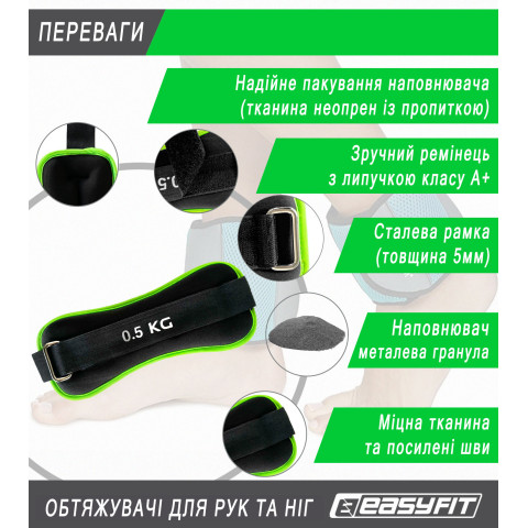 Обтяжувачі EasyFit Comfort 0,5 кг для ніг та рук з металом (пара)