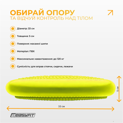 Балансувальна масажна подушка EasyFit жовта