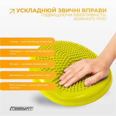 Балансувальна масажна подушка EasyFit жовта