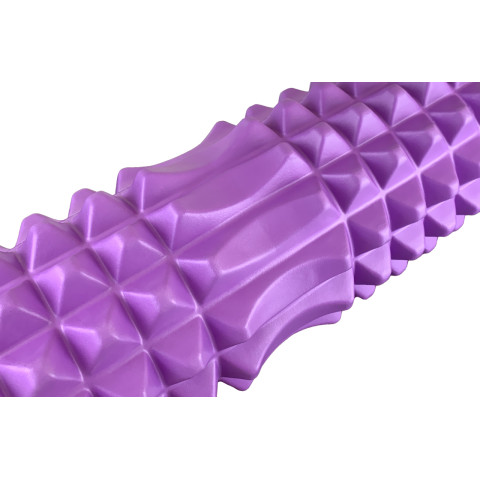 Масажний ролик EasyFit Grid Roller 33 см v.1.2 із заглушками з обох сторін (фіолетовий)