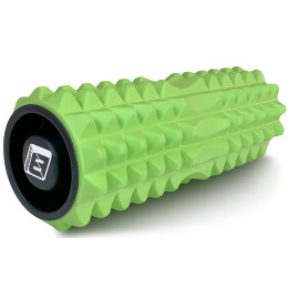 Масажний ролик EasyFit Grid Roller 33 см v.1.2 із заглушками з обох сторін (салатовий)
