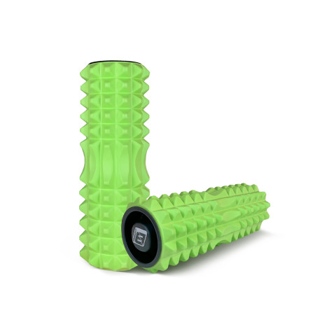 Масажний ролик EasyFit Grid Roller 33 см v.1.2 із заглушками з обох сторін (салатовий)