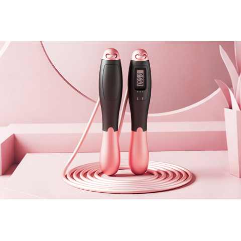 Швидкісна скакалка з лічильником EasyFit чорний-рожевий