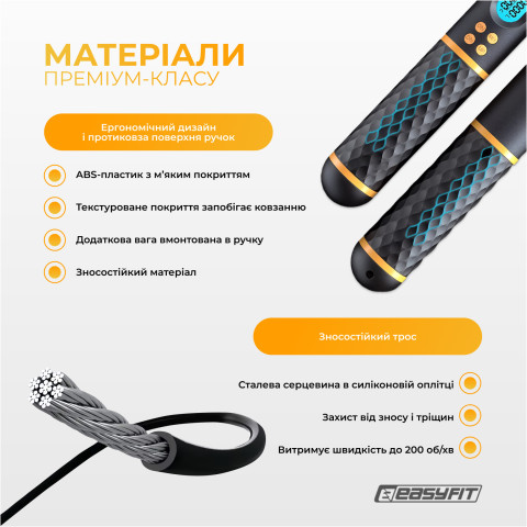 Розумна скакалка EasyFit SmartRope 3 м з утяжнювачами (бездротова)