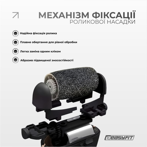 Електрична пемза для п’ят EasyFit з набором 10 предметів, 3 насадки