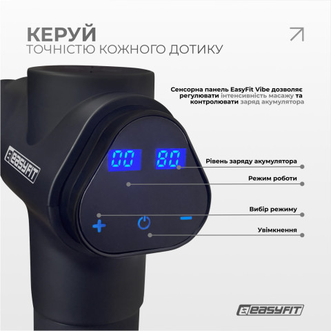 Перкусійний вібромасажер EasyFit UltraGun 13 насадок