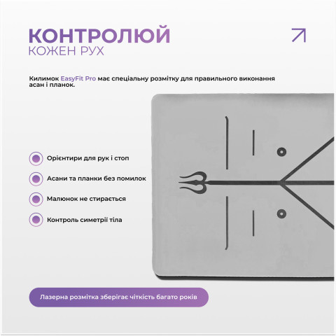 Килимок для йоги професійний EasyFit Pro каучук 5 мм Сірий