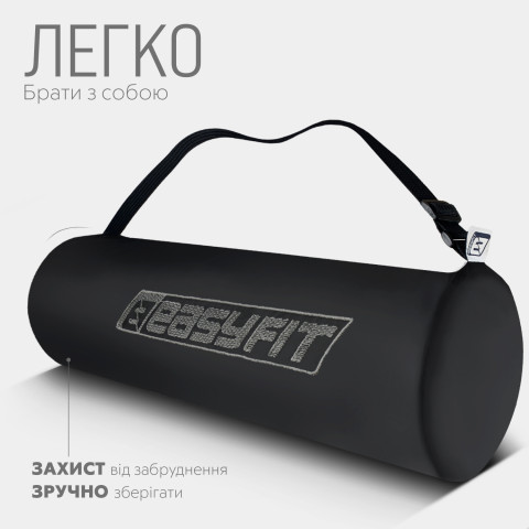 Килимок для йоги та фітнесу EasyFit TPE+TC 6 мм двошаровий рожево-сірий + чохол сірий із чорним