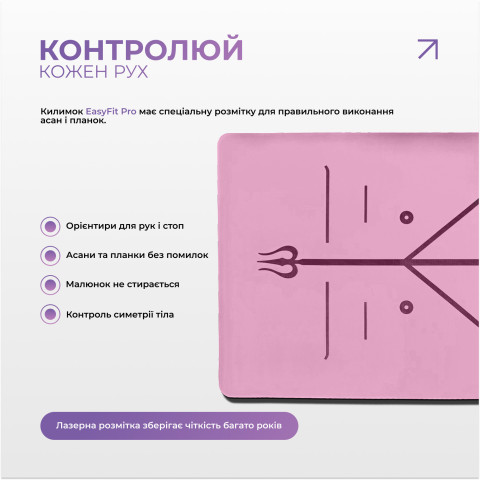 Килимок для йоги професійний EasyFit Pro каучук 5 мм Рожевий