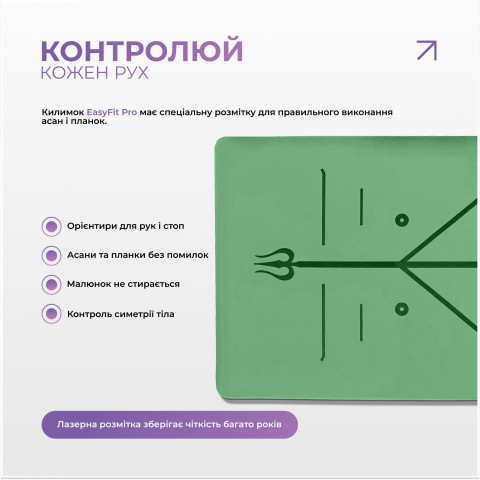 Килимок для йоги професійний EasyFit Pro каучук 5 мм Зелений
