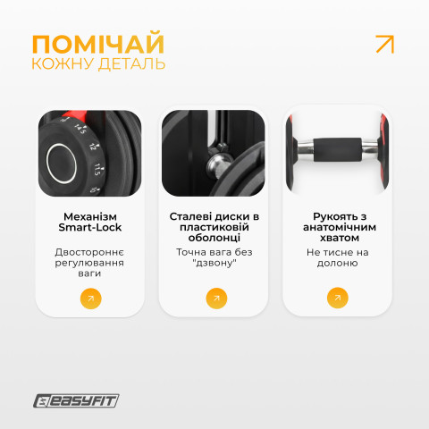 Гантель набірна EasyFit 1,5–16 кг