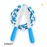 Бісерна скакалка EasyFit  FreeRope 2,7 м (біло-блакитна)