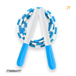 Бісерна скакалка EasyFit  FreeRope 2,7 м (біло-блакитна)