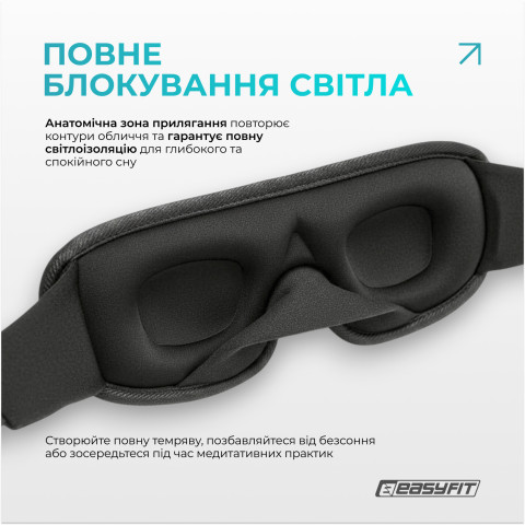 Маска для сну 3D EasyFit Dream з ефектом пам’яті (сіра)