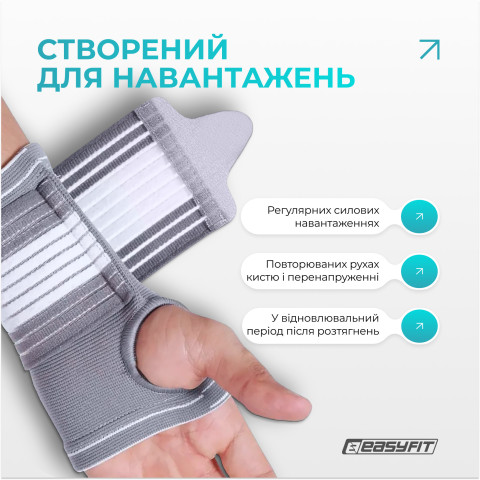 Бандаж на кисть руки EasyFit Flex з фіксуючим ременем (S)