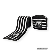Бинт для присідань EasyFit фіксатор колінного суглоба (чорно-білий)