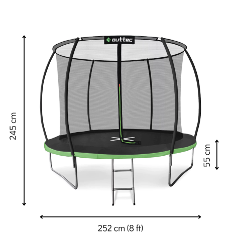 Батут Outtec Premium 8ft (252см) чорно-зелений з внутрішньою сіткою