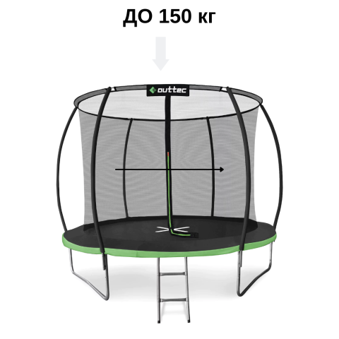Батут Outtec Premium 8ft (252см) чорно-зелений з внутрішньою сіткою