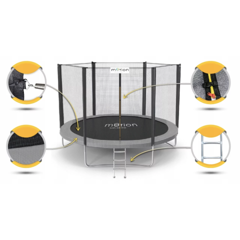 Батут Jumi Motion Sport Line 10ft (305см) з зовнішньою сіткою сірий
