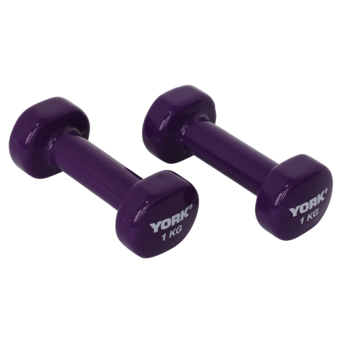 Гантелі для фітнесу вінілові круглі York Fitness 2х1кг фіолетовий