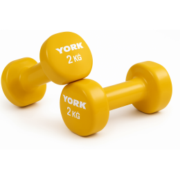 Гантелі для фітнесу вінілові круглі York Fitness 2х2кг жовтий