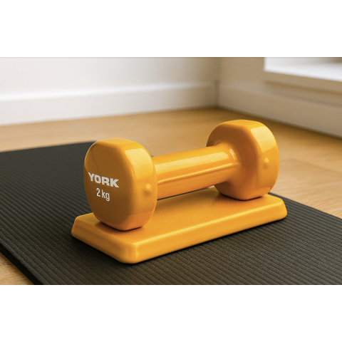 Гантелі для фітнесу вінілові круглі York Fitness 2х2кг жовтий