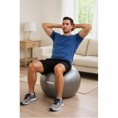 Фітбол York Fitness 75см сірий + насос