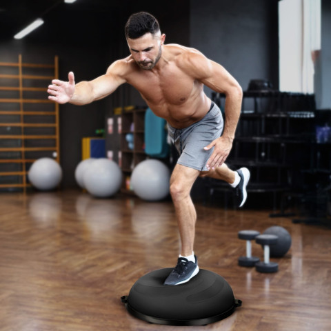 Балансувальна півсфера Gymtek Flex Core Half Ball 58см з еспандерами + насос чорний