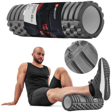 Роллер масажер (валик, ролик) Hop-Sport EVA 45см сірий
