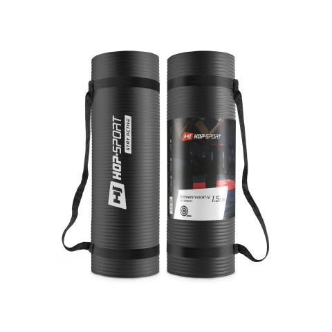 Мат для фітнесу та йоги з отворами Hop-Sport HS-N015GM 1,5см чорний