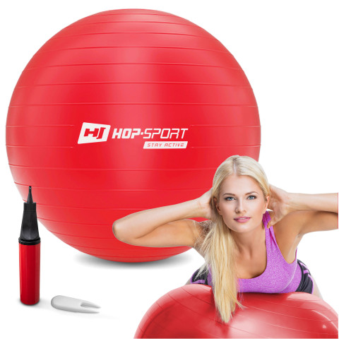 Фітбол Hop-Sport 85см червоний + насос 2020