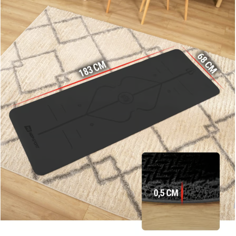 Йога-мат Hop-Sport PU 0,5см 183 x 68см HS-P005GM чорний