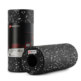 Роллер масажер (валик, ролик) гладкий Hop-Sport EPP 33см HS-P033YG чорно-білий