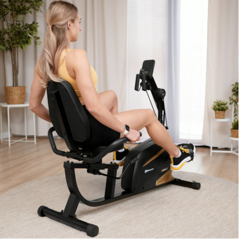 Горизонтальний велотренажер Hop-Sport HS-045L Volt магнітний золотистий