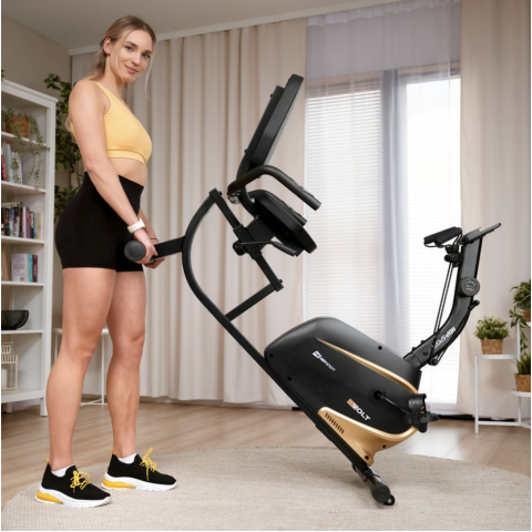 Горизонтальний велотренажер Hop-Sport HS-045L Volt магнітний золотистий