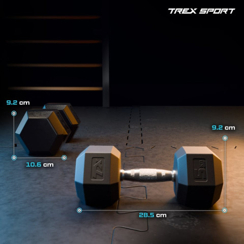 Гантеля шестигранна прогумована TX-050RD Trex Sport 5кг