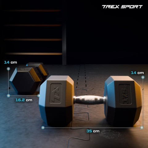 Гантеля шестигранна прогумована TX-175RD Trex Sport 17,5кг
