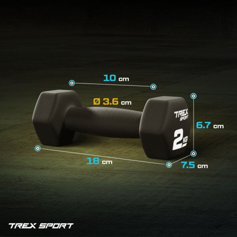 Гантелі для фітнесу неопренові TREX Sport TX-020VD 2x2кг