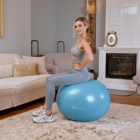 Фітбол Hop-Sport 65см блакитний + насос
