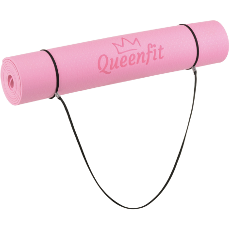 Килимок (мат) для фітнесу та йоги Queenfit Premium TPE 0,5см рожевий