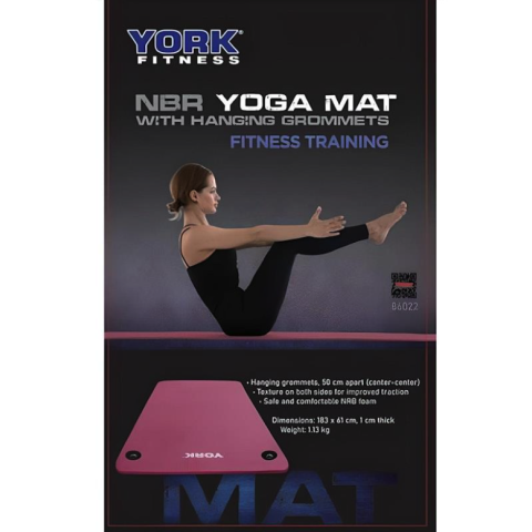Мат для фітнесу з отворами York Fitness NBR 1см рожевий