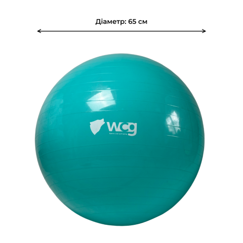М'яч для фітнесу (фітбол) WCG 65 Anti-Burst 300кг Бірюзовий + насос