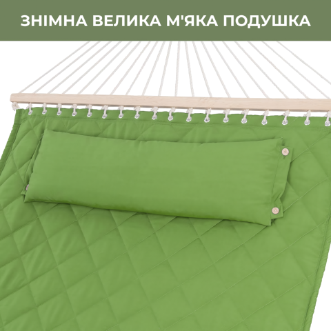 Двомісний гамак SOFT зелений XXL 200x140 з планками WCG