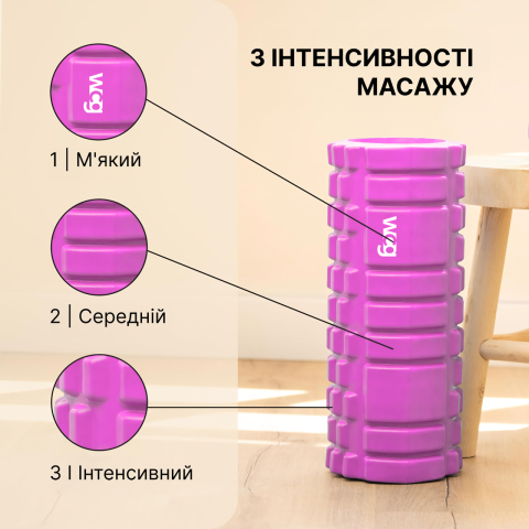 Масажний валик WCG K1 33 см Ролер Колір Рожевий